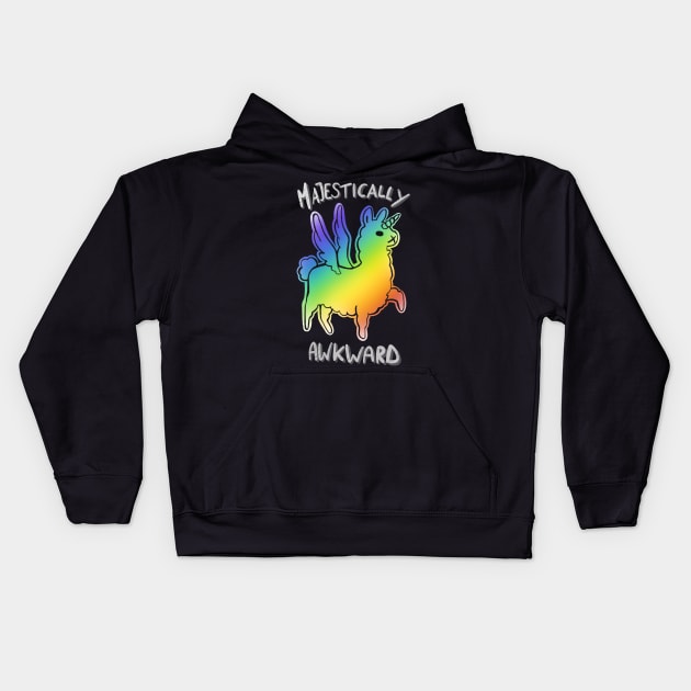 Majestically awesome llama white dark - black Kids Hoodie by Uwaki